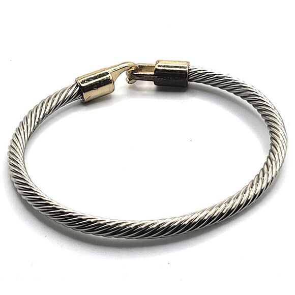 Twisted Wire Bracelet Silver with Hook in Loop 7 in - Picture 1 of 4